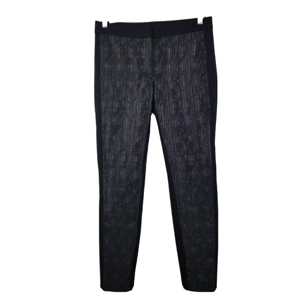 White House Black Market Pants "The Skinny" Womens Size 4 Ponte Knit Gold Accent